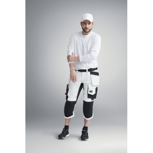 6142 Pantalones pirata de trabajo elásticos bolsillos flotantes AllroundWork Blanco/Negro
